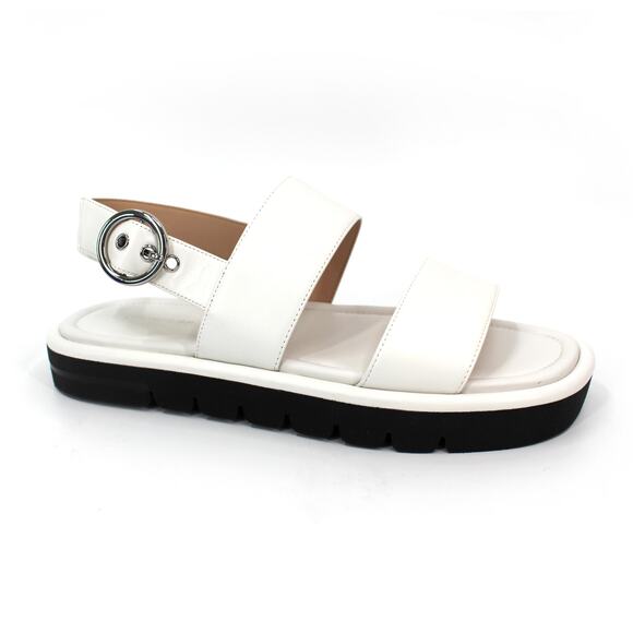 Stuart Weitzman Elodie White Smooth Leather Slingback Sandal Flats 39 NEW Shoes - Picture 1 of 9